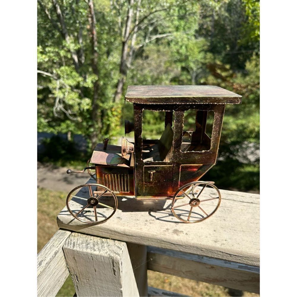 VTG Model T Ford Copper Metal Car Music Box Happy Days Are Here Again Wind-Up